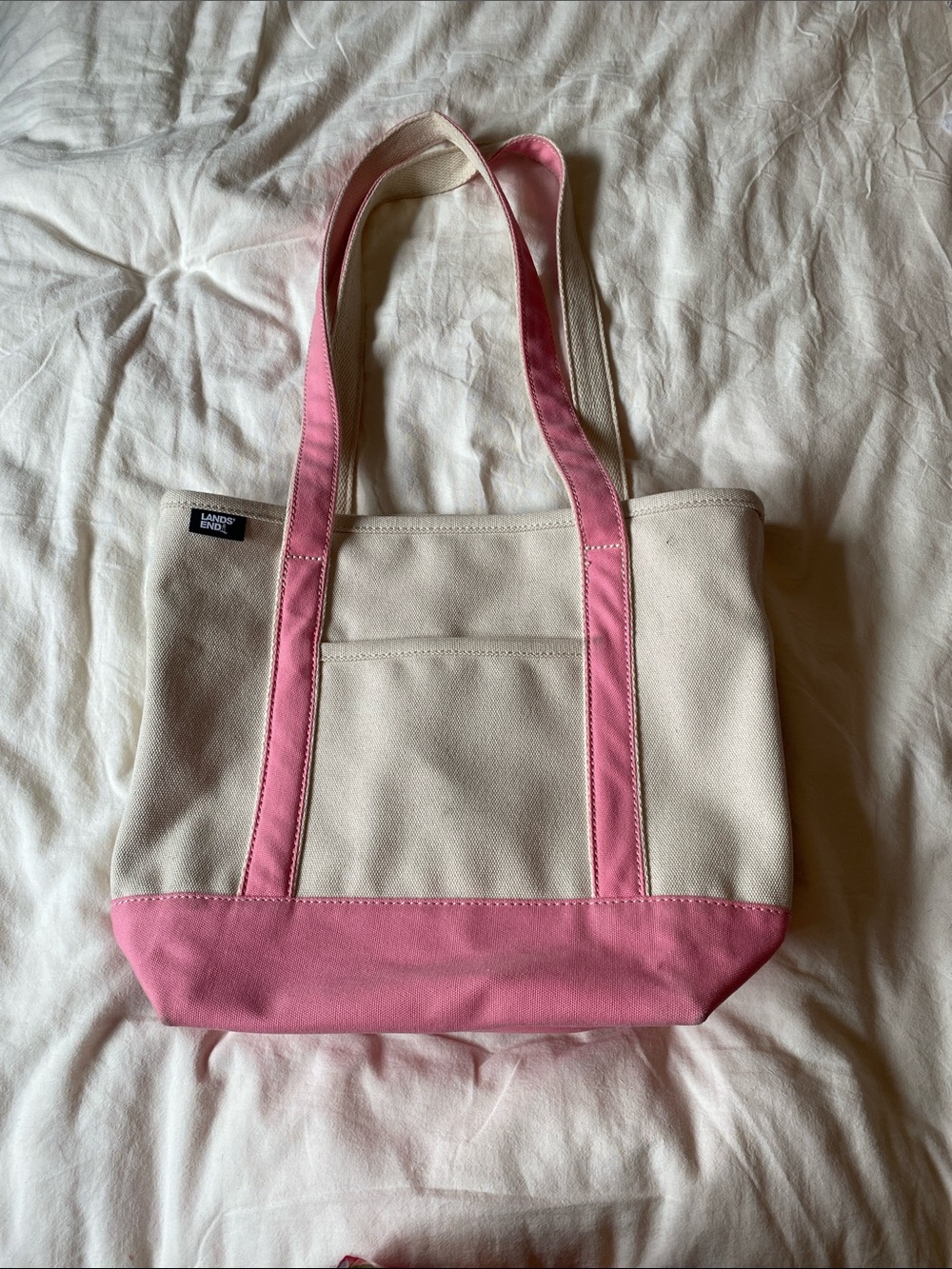 Lands' End medium tote long handles zip top